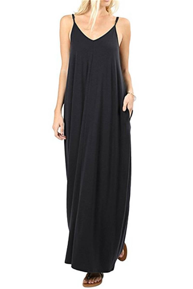 sleeveless maxi dress with pockets