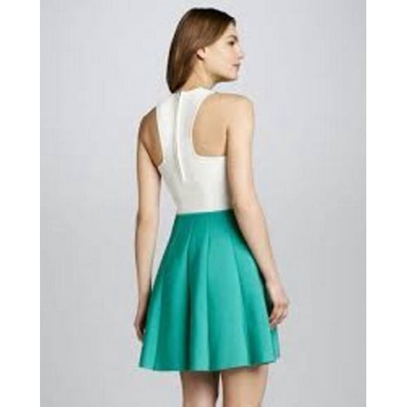 $308 PARKER Lulu MINT Ribbed KNIT Bandage FLARED Style DRESS in Atlantic ( XS )