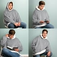 thumbnail image 5 of Mainstays Wearable Sherpa Hoodie Throw Blanket, One Size 35" x 33", Gray, 5 of 7