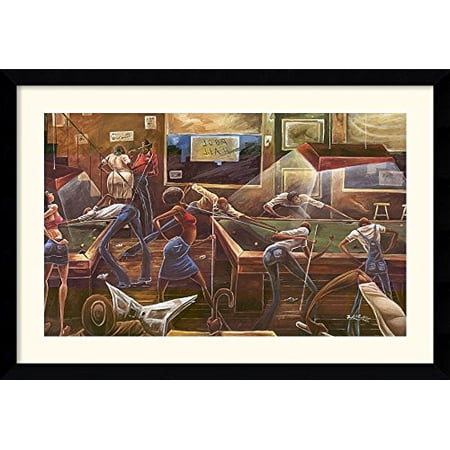 - buyartforless IF TEL 2850 17x13 1.25 SM Framed Change For A Dollar (Pool Hall) by Frank Morrison 17X13 Art Print Poster Ethnic African American Interior Entertainment