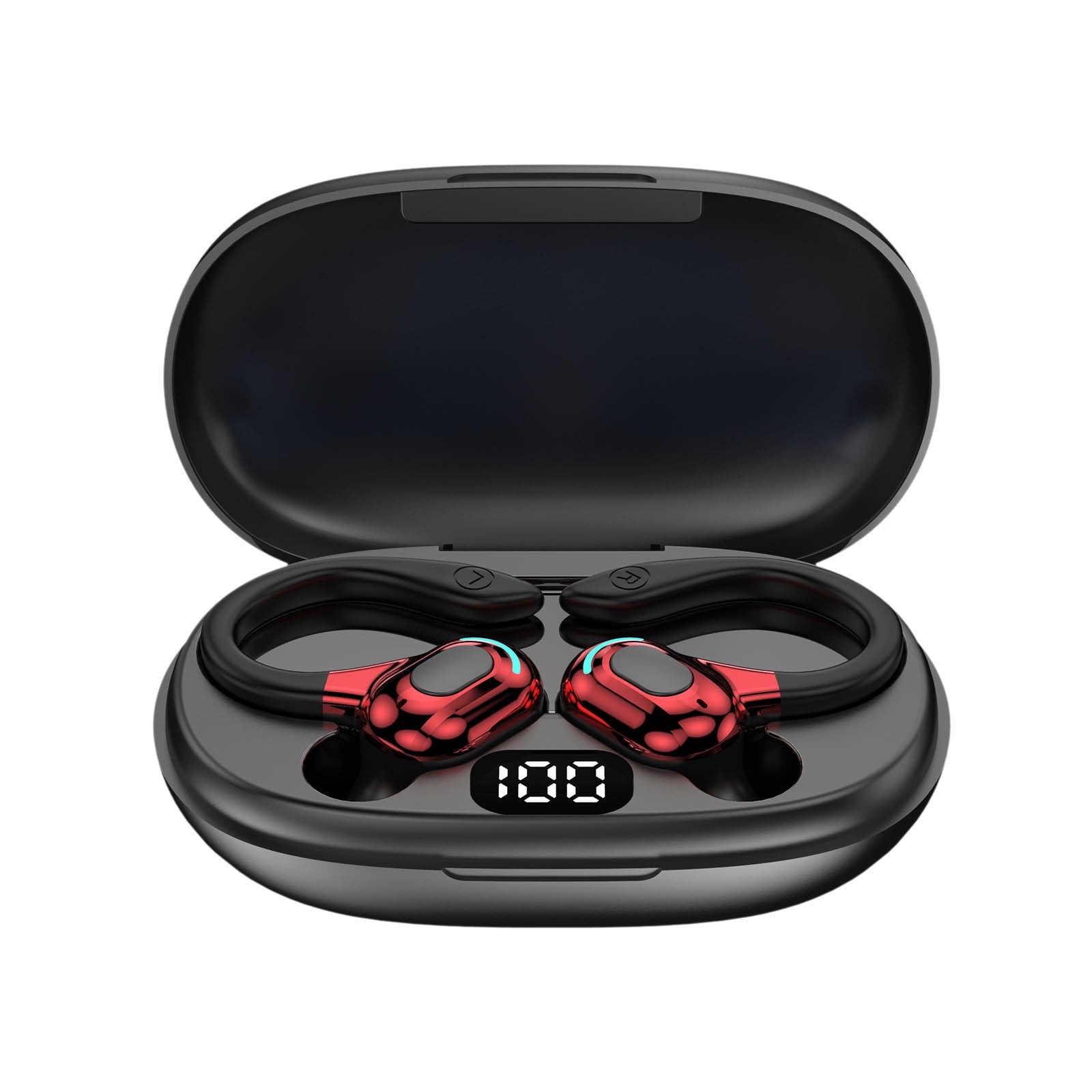 Wireless Earbuds P1 PRO, Earphones Wireless Bluetooth Headphones with Clear Call Mics Ear Buds, Comfortable Fit, IPX7 Waterproof Headset Long Battery Life, 30H Playtime for Sports Workout(Red)