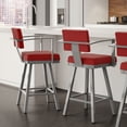 thumbnail image 2 of Amisco Akers 30 In. Swivel Bar Stool - Red Polyester / Metallic Grey Metal, 2 of 6