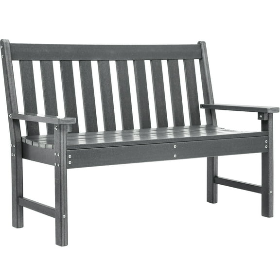 BNDFTF Outdoor Bench All Weather HDPE Iron Garden Bench for 2-3 Persons for Porch