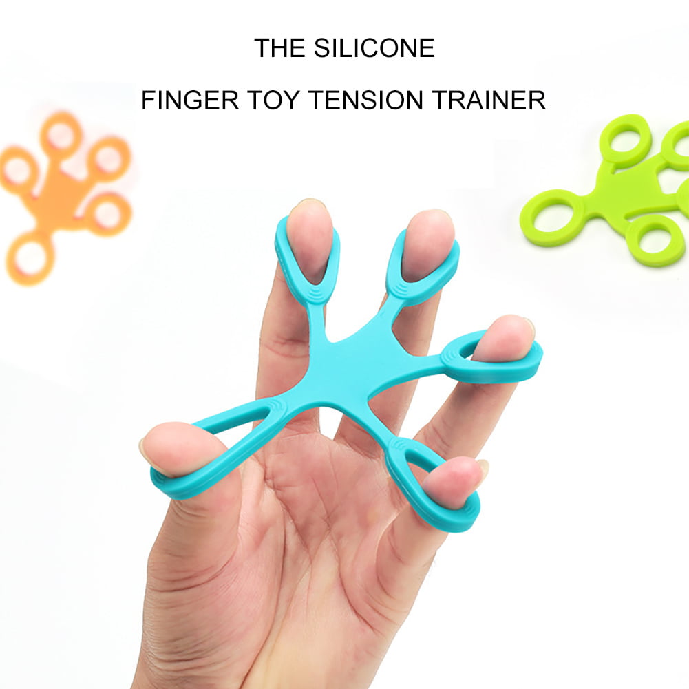 Hand Fingers Strength Trainer Exerciser Stretcher Strengthener Tension Silicone 