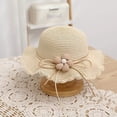 thumbnail image 5 of Hyknon Summer Straw Hat for Kids Girl, Floppy Wide Brim Summer Straw Hats with flower, Foldable UV Protection Cap with Floppy lace, Packable Beach Hats for Vacation Garden Pool Travel, White, 5 of 6