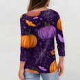 thumbnail image 7 of Halloween Womens Shirts Funny 3/4 Sleeve Tops Spooky Pumpkin Cobweb Printed Pullover Horror Round Neck T Shirts Holiday Three Quarter Length Blouses, L, 7 of 7