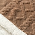 thumbnail image 5 of Mellowdy Jacquard Shaggy Weft Knitted Blanket (Brown, 60x80 inches) - Reversible Sherpa Twin/Full Blanket, 5 of 7