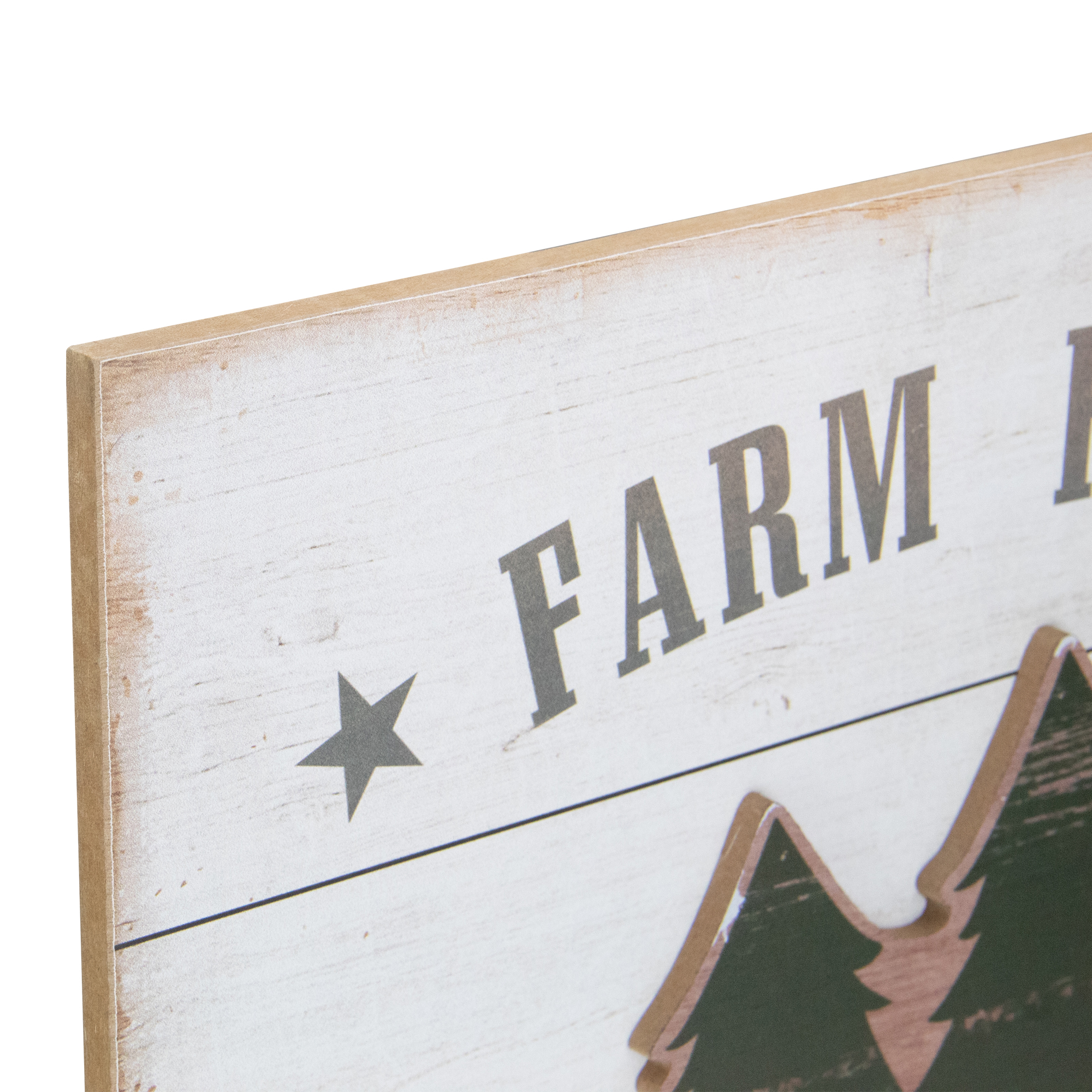 Northlight 16" White Washed Farm Fresh Christmas Trees Wooden Wall Sign - image 3 of 5