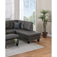 thumbnail image 2 of 3pc Sectional Set Espresso Faux Leather RAF Chaise LAF Sofa w Cup Holder Storage Ottoman Living Room, 2 of 10