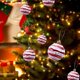 thumbnail image 1 of Christmas Ornament Balls Set | 6 Pcs Decorative Plastic Round Baubles | Red & Gold Striped Hanging Tree Pendants | Durable Smooth Finish | Indoor Outdoor Festive Decor | 2.4in Diameter, 1 of 6