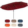 thumbnail image 1 of Costway Parasol de Patio Extra-Grand de 15,5 Pi avec Lumières DEL Solaires et 12 Nervures Robustes Rouge, 1 of 10