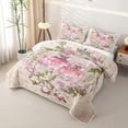 thumbnail image 3 of Castle Fairy Floral Rose Perfume Print Bed Spread Queen,Vintage Graffiti Pattern Queen Coverlet Set,Pink Beige, 3 of 7