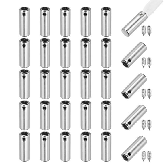Uxcell 30 Pcs Shoelace Tips, 12.5mm Metal Aglets Shoes Lace Cords End Tip Cap Replacement with Screw for Canvas Sneakers DIY Clothes Strings, Silver Tone