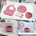 thumbnail image 3 of Ensemble de Vaisselle en Silicone pour Bébé 5 Pcs Bavoir Imperméable Couleur Unie pour Nourrisson Assiette et Mini Cuillère, 3 of 5