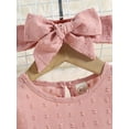 thumbnail image 3 of ZEHJUHAN Infant Girls Solid Color Long Sleeve Dress Ruffle Trim Accent Matching Headband Casual Party Wear Pink，18-24M, 3 of 7