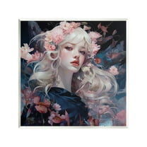 Stupell Industries Girl with Pink Irises Botanical & Floral Painting Unframed Art Print Wall Art, 12 x 12