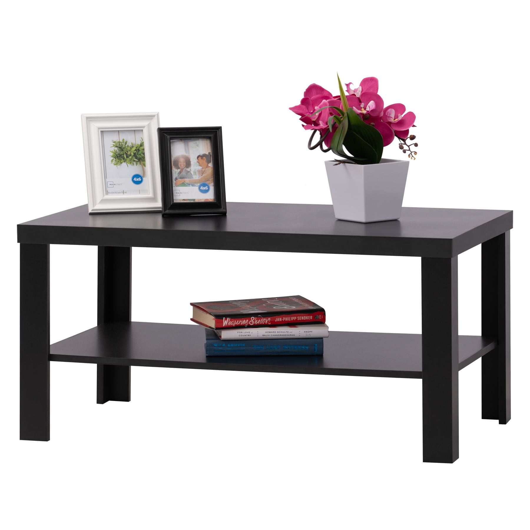 Fineboard Rectangle Coffee Table with Large Storage Shelf ...