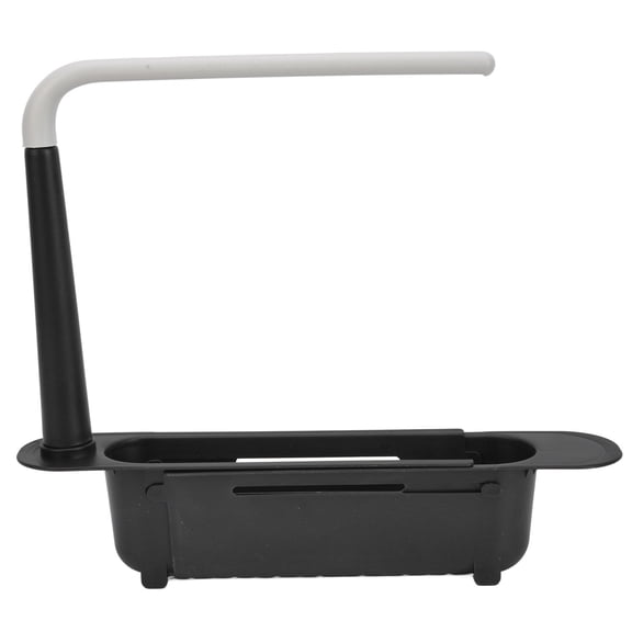 Black Telescopic Sink Rack, Adjustable Kitchen Sink Organizer with Towel Bar