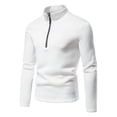 thumbnail image 2 of SWSMCLT Men's Half Zip Fall Thermal High Neck Lined Long Sleeve Sweatshirt Sweater Soft Top Cozy Fitted Zip Pullovers White 44, 2 of 2
