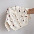 thumbnail image 2 of Zshosam Kids Cardigan Girls Cardigans Kids Casual Sleeve Open Front Knitted Sweater Size 90,(White 90), 2 of 3