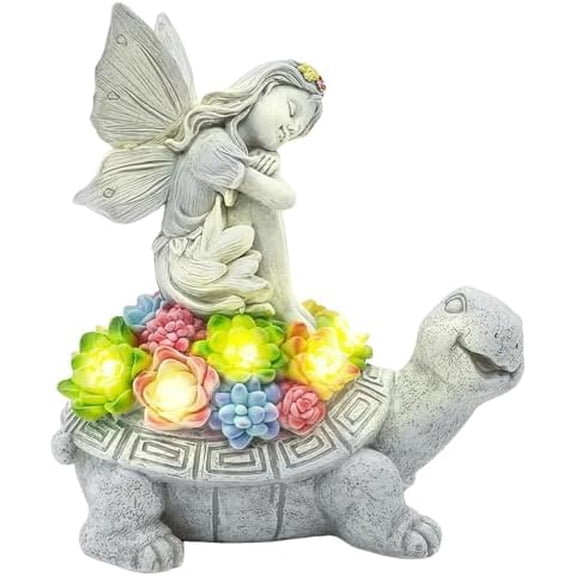 Solar Angel Garden Statue，Solar Garden Statue Angel and Turtle,Figurines Outdoor Decor,Outdoor Solar Statue with LED Lights for Yard,Patio,Lawn Art Decoration,Housewarming Gift$$Garden & Patio