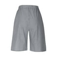 thumbnail image 4 of THDHVS Bermuda Shorts for Women,Women's Shorts,Striped and Linen Pants with Adjustable Buttons The Side Dark Gray L, 4 of 5