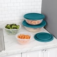 thumbnail image 3 of Mainstays 8 Piece Plastic Covered Bowl Set for Food Prep, Serving & Storage, White Bowls with Teal Lids, BPA-Free, 3 of 12