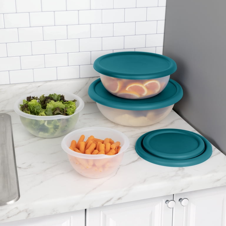Mainstays 8 Piece Covered Bowl Set, Plastic Nesting Food Prep