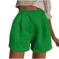 thumbnail image 4 of Besolor Women's Summer Shorts High Waisted Zipper Pleated Casual Rolled Hem Solid Color Wide Leg Shorts, 4 of 6