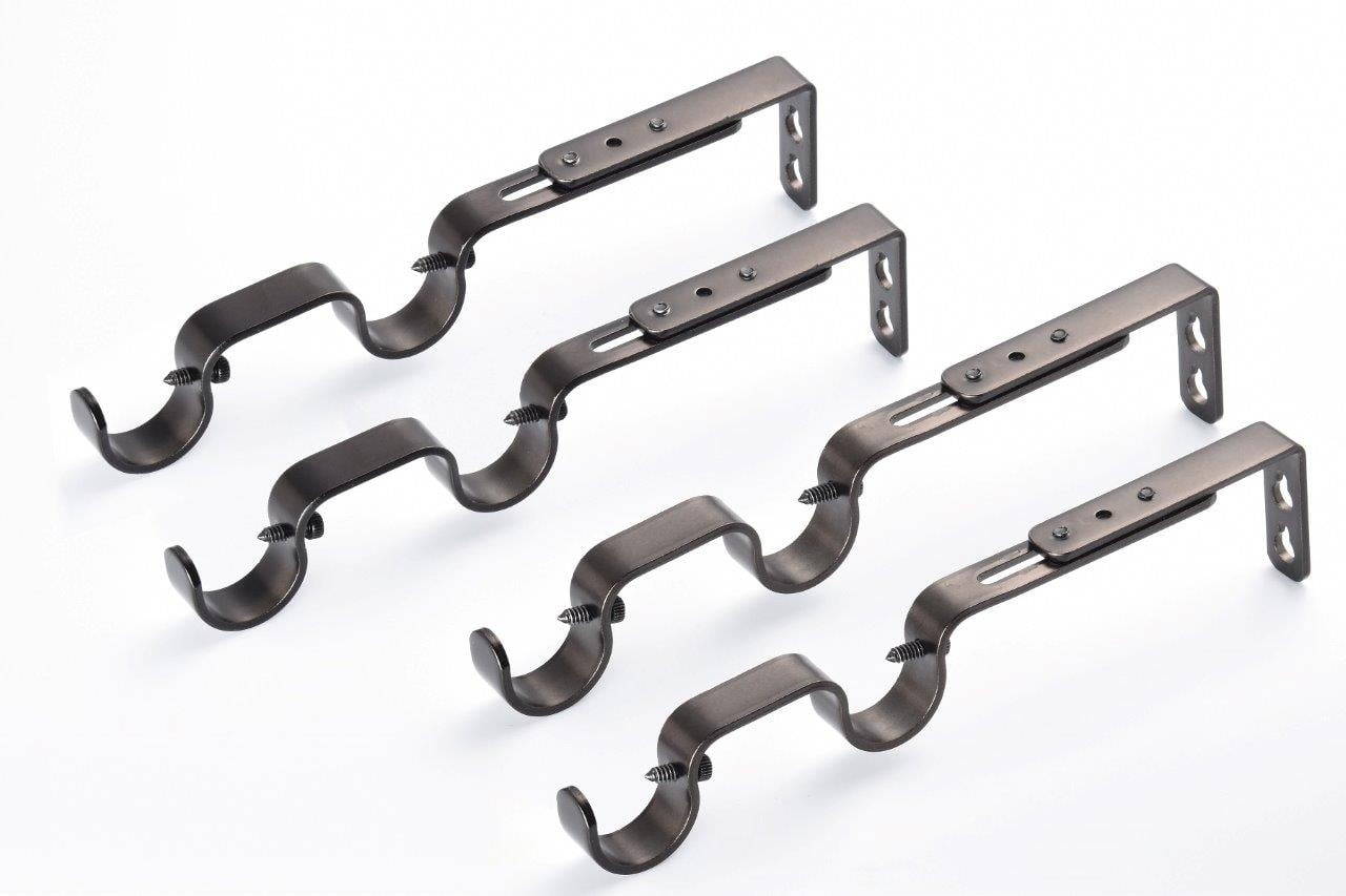 Lumi 1" Double Drapery Curtain Rod Brackets Oil Rubbed Bronze, Set of 4