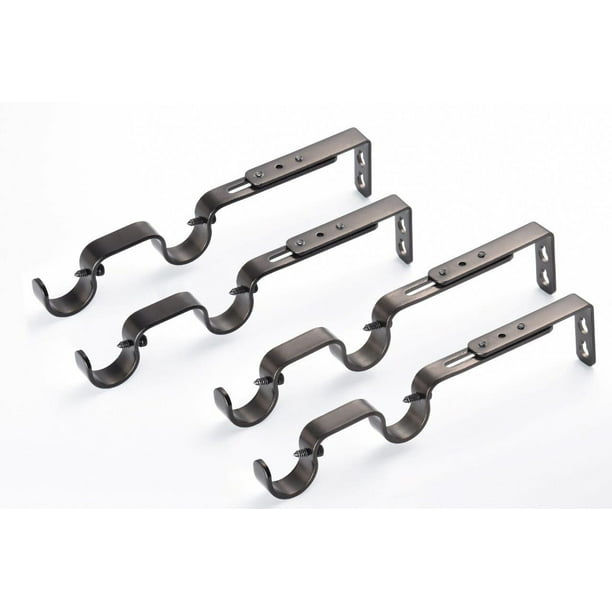 Lumi 1 " Double Drapery Curtain Rod Brackets Oil Rubbed Bronze, Set of
