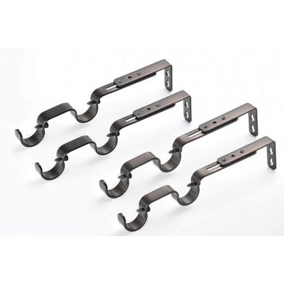 Lumi 1 " Double Drapery Curtain Rod Brackets, Set of 4