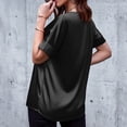 thumbnail image 4 of vigerkar Womens Satin Silk Button Down Shirts 2025 Trendy V Neck Short Sleeve Work Shirt Soft Casual Business Blouses Tops Black, S, 4 of 4