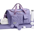 thumbnail image 3 of DAKIMOE Travel Duffle Bag for Women Men, Weekender Overnight Bags Carry on Gym Bag with Wet Pocket/Adjustable Strap/Shoe Compartment, Foldable Waterproof Duffel Tote for Plane Sports Dance, Purple, 3 of 10