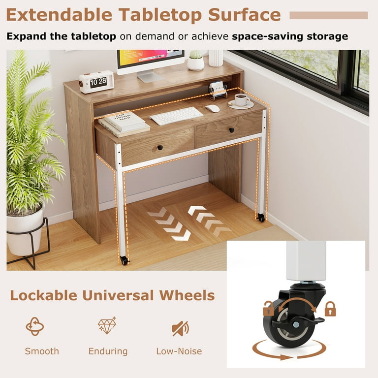 Gymax Narrow Slim Storage Office Computer Desk with Drawers