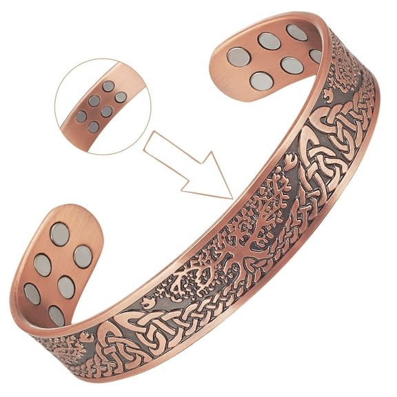 Metaljc 18X Magnetic Copper Cuff Bracelets for Men Women, Copper Jewelry Gifts, 3500 Gauss Magnet