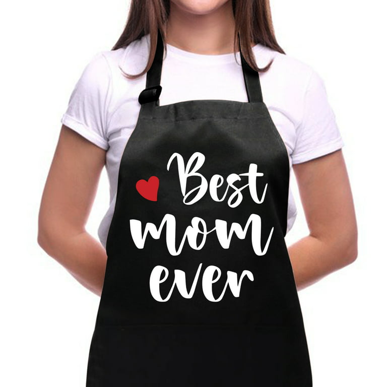 Best Mom Ever Apron,Cooking Apron for Women with 3 Pockets,Grill