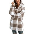 thumbnail image 1 of Niuer Ladies Warm Plaid Sherpa Coat Women Loose Fleece Fuzzy Jackets Long Sleeve Winter Hooded Casual Hoodies Jacket Khaki 3XL, 1 of 3