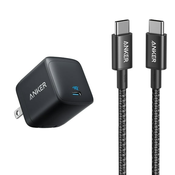 Anker 45W 313 USB C Super Fast Charger and USB C Cable 100W 10ft(Black,1-pack）