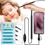 3 in 1 USB Otoscope, 6.5ft Ear Scope with Lights, 5.5mm Ultra Thin USB Snake Inspection Camera, HD Smart Ear Wax Removal Tools for iPhone and Android, Windows and Mac