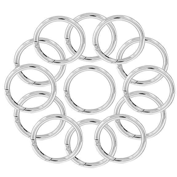 20 Pcs Spring O Rings, Zinc Alloy Round Metal Split Rings, Round Carabiner Snap Clip for Key Chains, Bag, Purse (Silver, 38mm/1-1/2 inch Inner Dia)
