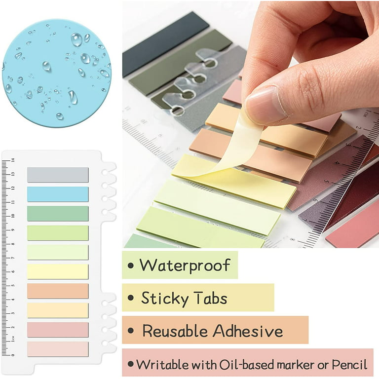 1200Pcs Sticky Note Tabs 60 Colors Writable Page Sticky Notes Waterproof  PET Page Markers with Ruler Transparent Self-Adhesive Classify File Label  Memo Stickers for Office School 