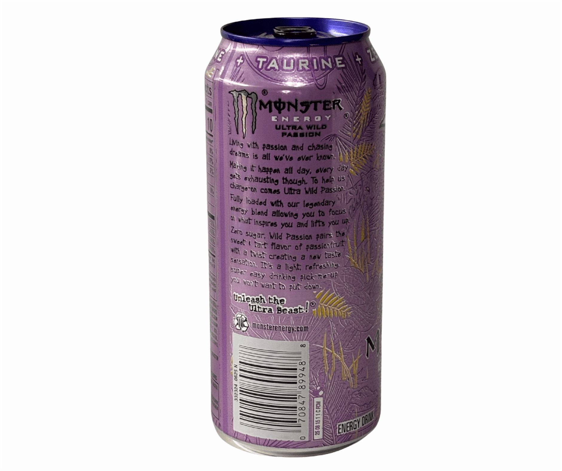 (6 pack) Monster Energy, Ultra Wild Passion, Zero Sugar, Energy Drink, 16 fl oz - 2 Cans