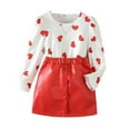 thumbnail image 2 of KYAIGUO Baby Newborn 2pcs Long Sleeve Skirt Set 6M-4Y Pullover Shirt Top+ PU Leathera-Line Skirt Set Spring Fall Clothes Outfits, 2 of 7