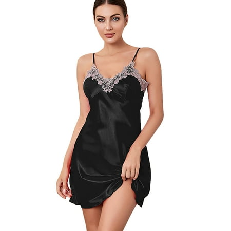 

Womens Nightshirts & Gowns Nightgown Lingerie Satin For Chemise Lingerie Nightie Full Slips Sleep Dress Slips Sleepwear