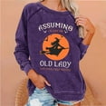 thumbnail image 2 of WREESH Halloween Sweatshirts Women Casual Full Sleeve Round Neck Tops Loose Blouse Print Graphic Sweatshirt Dark Blue, 2 of 5