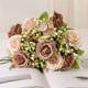 thumbnail image 1 of Xiao Hua Ramo de 3 rosas artificiales de seda, hortensias, estilo vintage para boda (café), 1 of 3