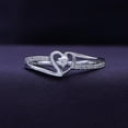 thumbnail image 4 of AFFY 0.10CT Natural White Diamond Bypass Heart Promise Ring for Women 14K White Gold over Silver-9, 4 of 6