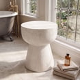 thumbnail image 2 of Dayalane Round Faux Stone Side Table, 15.5" Modern Cream Hourglass End Table Indoor Outdoor, Travertine Cream Look Accent Drink Stool for Living Room Patio, Fully Assembled, 2 of 11