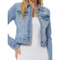 thumbnail image 6 of Made by Olivia Women's Classic Lightly Distressed Button Down Denim Crop Jean Jacket, 6 of 6
